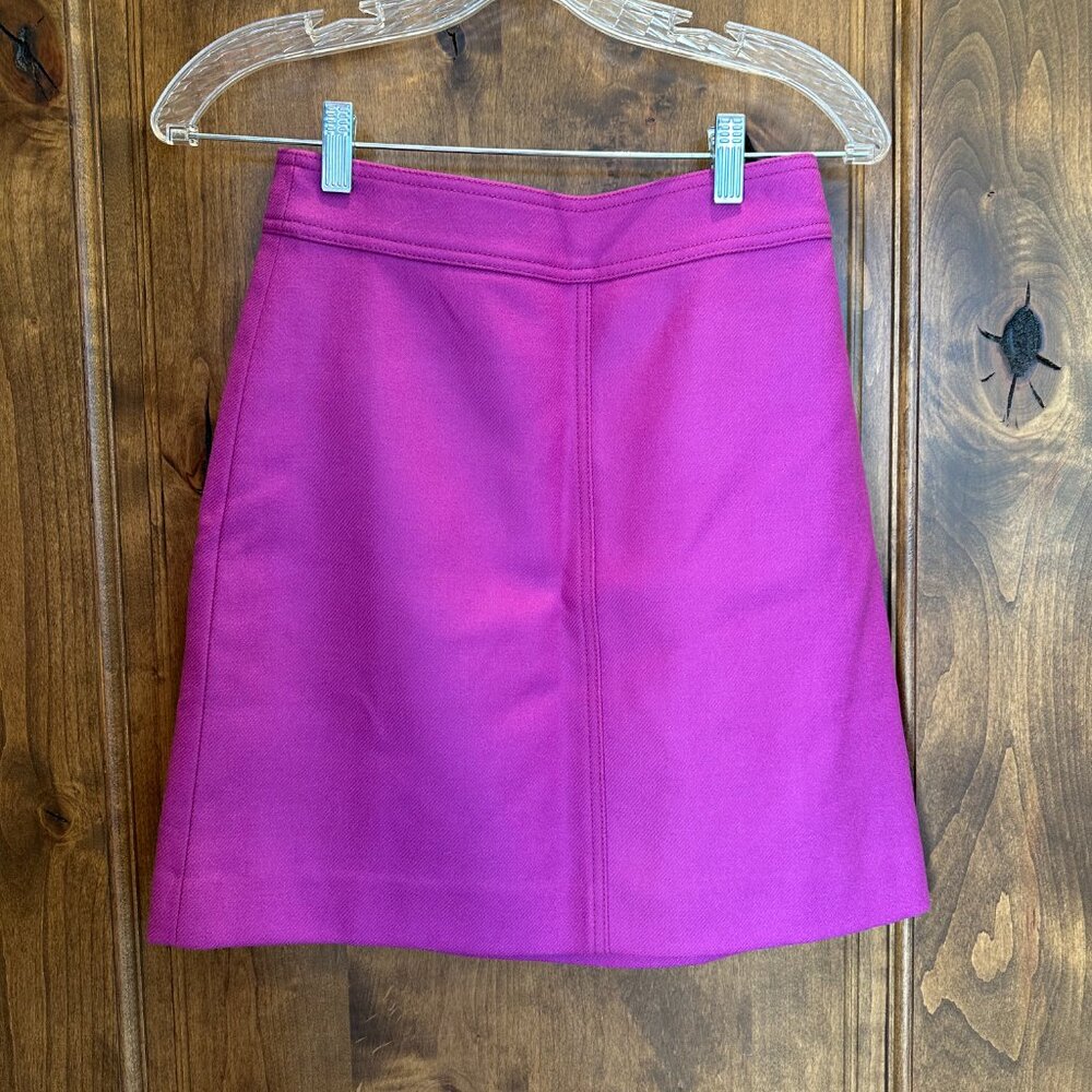 J. Crew Princess Mini Skirt in Double Serge Wool In Hot Pink Size 00 EUC